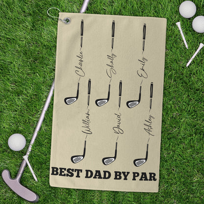 Personalized Golf Towel for Dad Grandpa, Custom Best Dad By Par Golf Towel, Father’s Day Golf Gift 684949