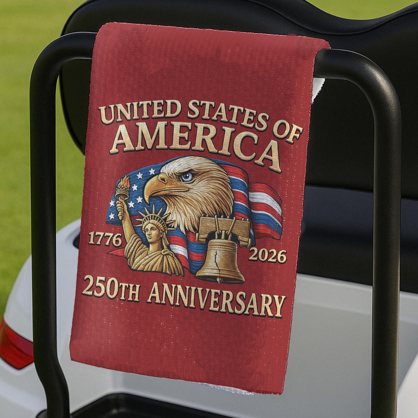 USA 250 Years Anniversary 1776–2026 Golf Towel, Patriotic 4th of July Golf Club Towel, Gift for Golf Lovers 684005