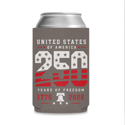 USA 250 Years of Freedom Can Cooler, Patriotic 1776–2026 Drink Sleeve, 4th of July Beverage Holder 685264