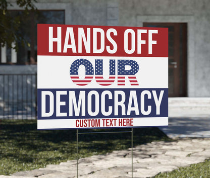 Personalized Hands Off Our Democracy Yard Sign – Custom 8647 Anti Trump Protest Printable For April 5th Rally, Anti-DOGE Yard Sign 682206