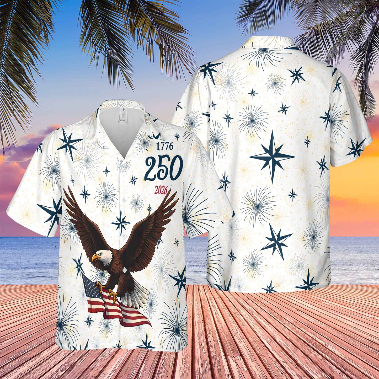 USA 250 Years 1776–2026 Hawaiian Shirt | Patriotic Eagle US Flag AOP Hawaiian Shirt 684323