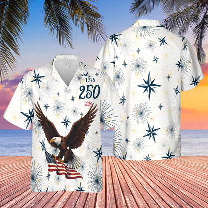 USA 250 Years 1776–2026 Hawaiian Shirt | Patriotic Eagle US Flag AOP Hawaiian Shirt 684323