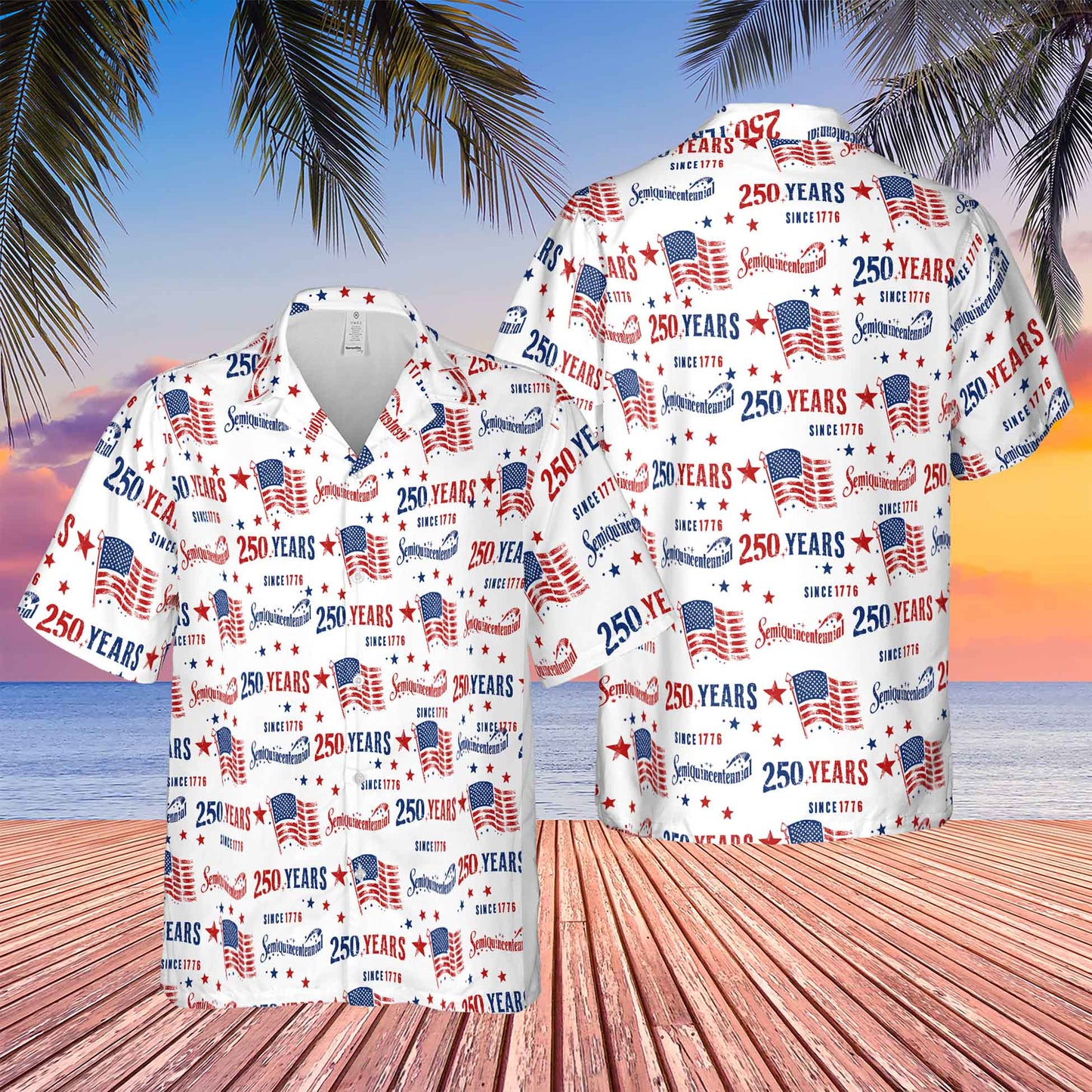 USA 250 Years Anniversary Hawaii Shirt | Retro American Flag 1776 AOP Shirt | 4th of July AOP Hawaii Shirt 684353