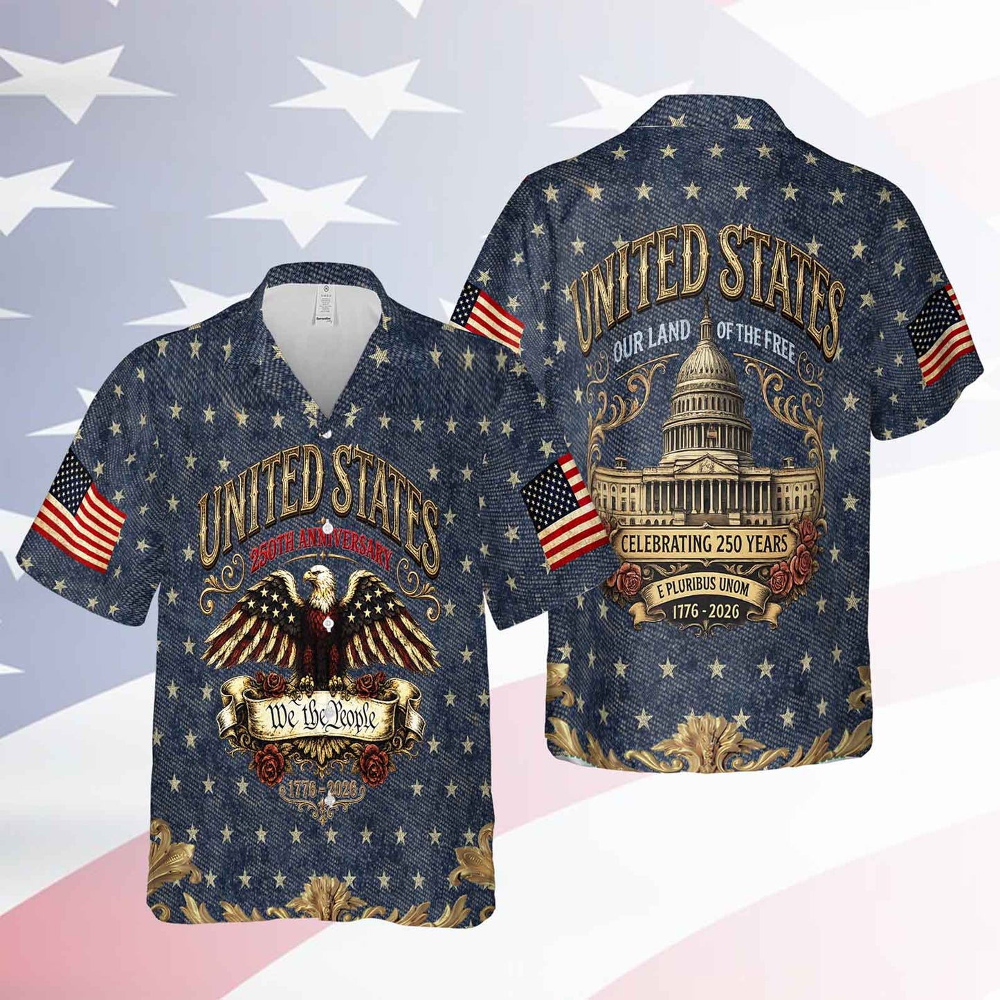 Vintage USA 250 Years Anniversary Hawaiian Shirt, Patriotic Eagle Freedom Faith AOP Hawaiian Shirt 684943