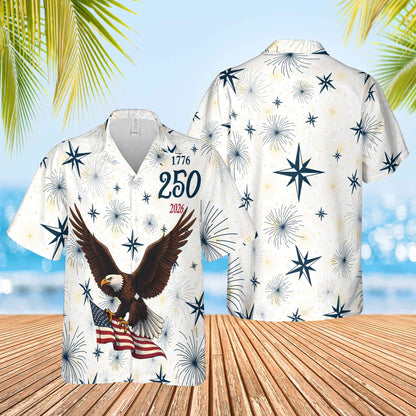 USA 250 Years 1776–2026 Hawaiian Shirt | Patriotic Eagle US Flag AOP Hawaiian Shirt 684323