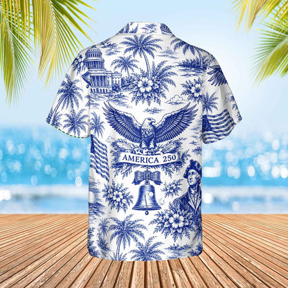 Personalized America 250 Years Anniversary Hawaiian Shirt | Vintage Patriotic AOP Hawaii Shirt | Custom Name 4th Of July Shirt 684910