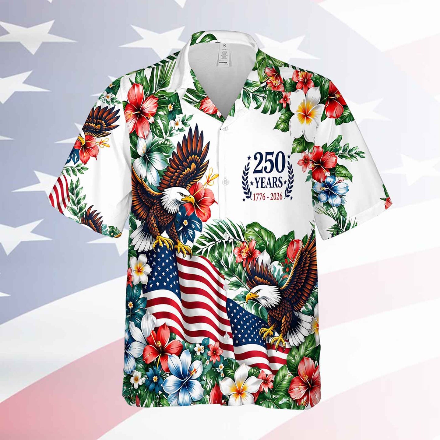 USA 250th Anniversary Hawaiian Shirt, Patriotic Eagle 4th Of July AOP Hawaii Shirt 685256
