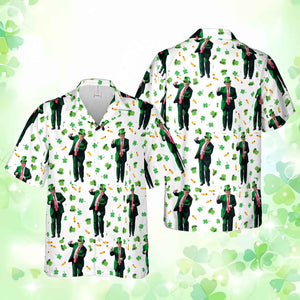 Trump Dancing St. Patrick's Day Hawaiian Shirt| St. Patrick's Day 3D Shirt | Trump Funny Hawaiian Shirt 681909- GOP