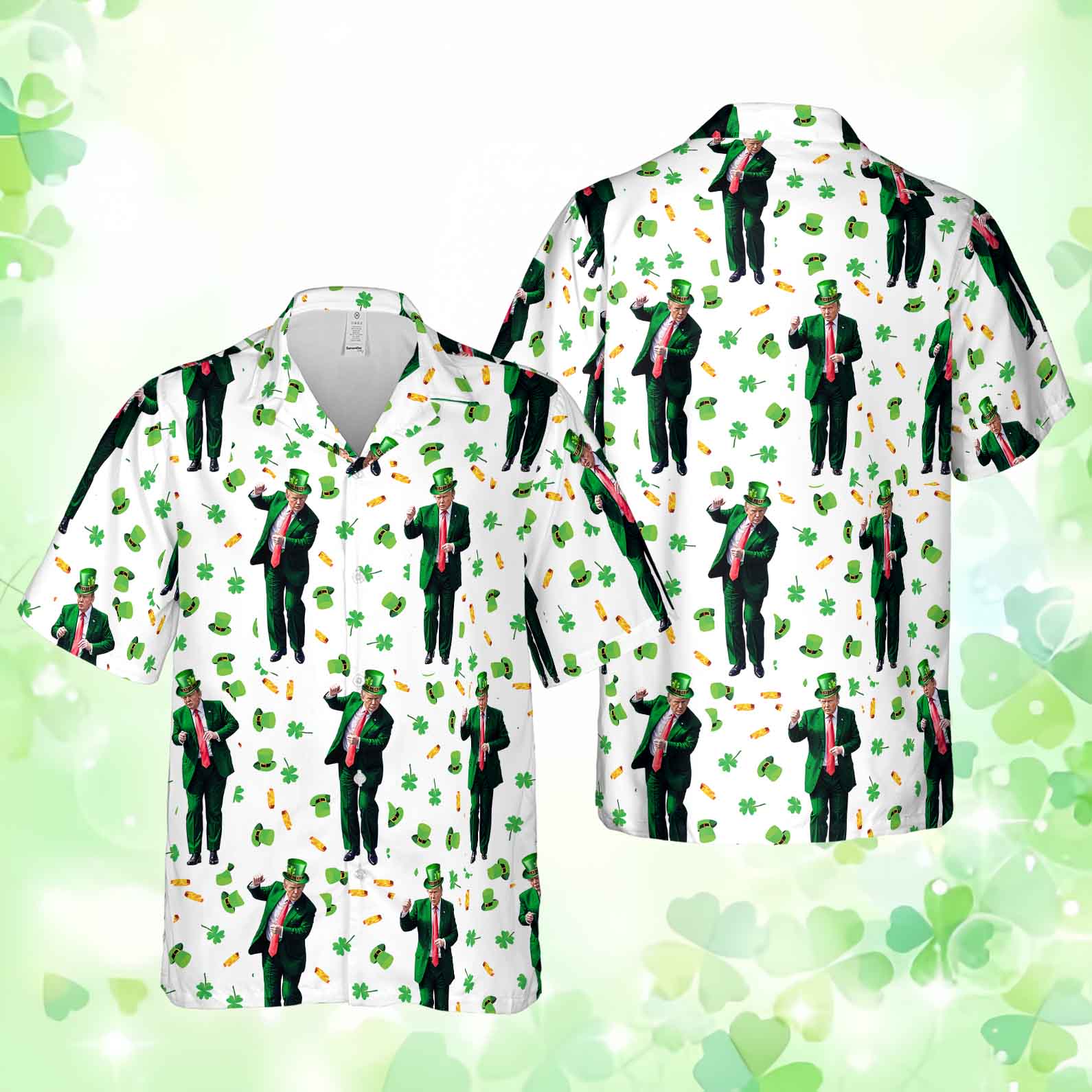 Trump Dancing St. Patrick's Day Hawaiian Shirt| St. Patrick's Day 3D Shirt | Trump Funny Hawaiian Shirt 681909- GOP