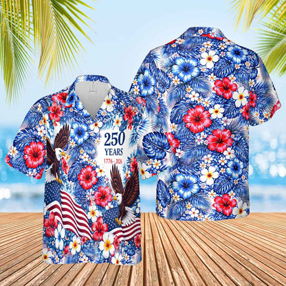 America 250 Years Anniversary Hawaiian Shirt, Patriotic 1776–2026 Semiquincentennial AOP Shirt 684645