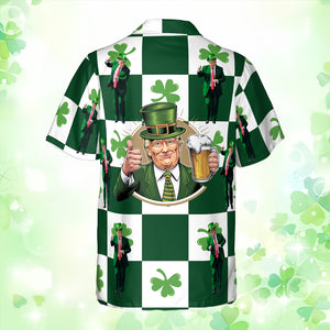 Trump St. Patrick's Day Hawaiian Shirt| St. Patrick's Day 3D Shirt | Trump Hawaiian Shirt, Funny Political Parody 681939- GOP