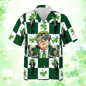 Trump St. Patrick's Day Hawaiian Shirt| St. Patrick's Day 3D Shirt | Trump Hawaiian Shirt, Funny Political Parody 681939- GOP