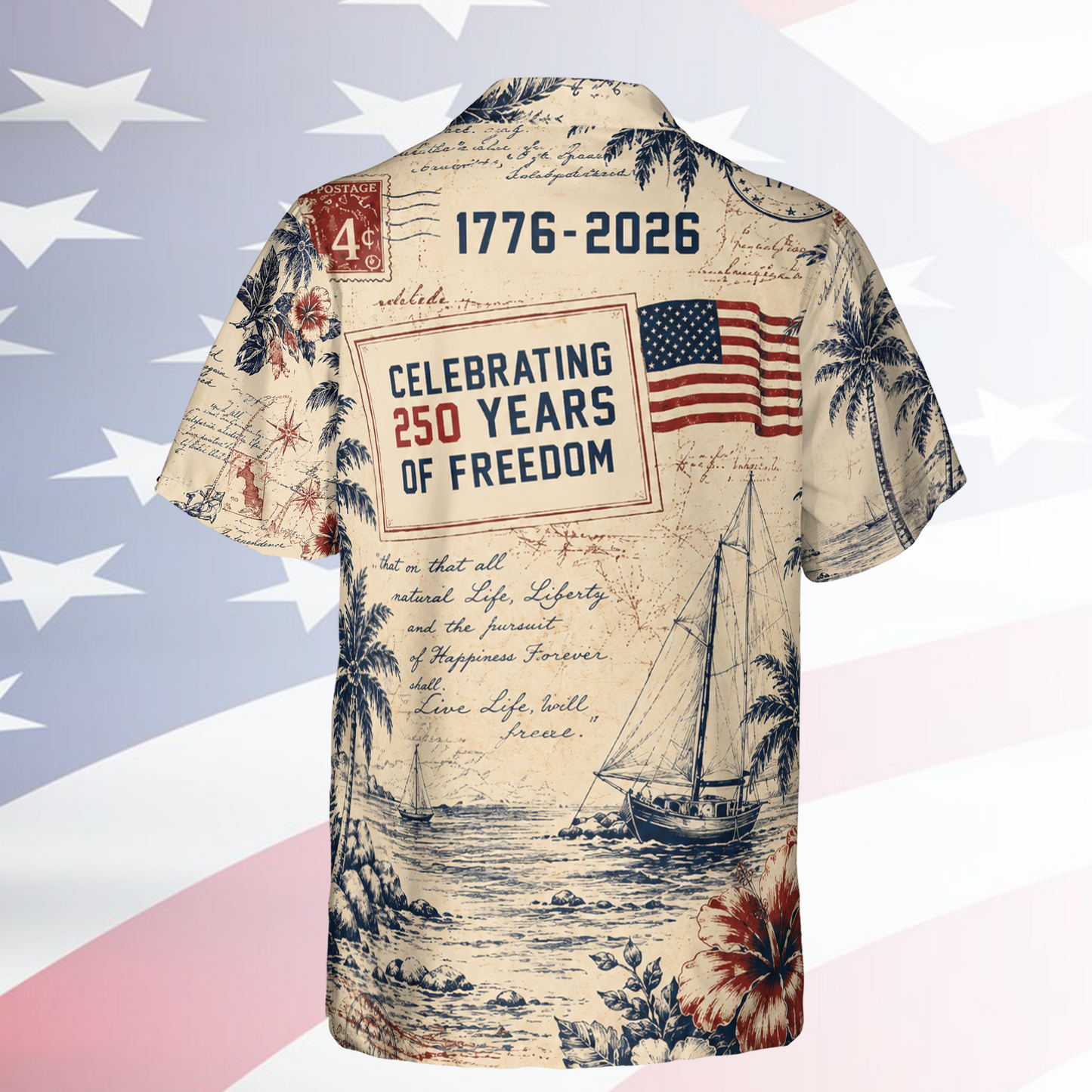 Vintage Greetings From America Hawaiian Shirt, USA 250th Anniversary AOP Hawaii Shirt 685263