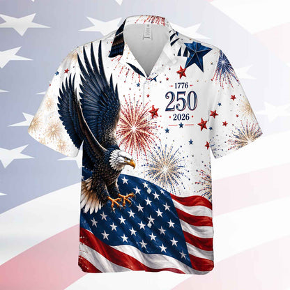 USA 250 Years of Freedom Hawaiian Shirt, Patriotic Eagle Flag 1776-2026 AOP Hawaii Shirt 685166
