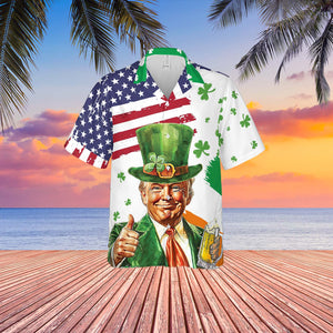 Trump St. Patrick's Day Hawaiian Shirt| St. Patrick's Day 3D Shirt |  Irish Flag Hawaiian Shirt 681930- GOP