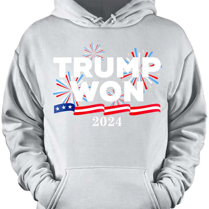Trump Won Again Shirt, Trump 2024 Shirt, Republican Trump 47th President Shirt Dark T1720 - GOP