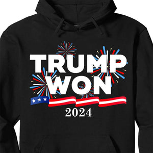 Trump Won Again Shirt, Trump 2024 Shirt, Republican Trump 47th President Shirt Dark T1720 - GOP