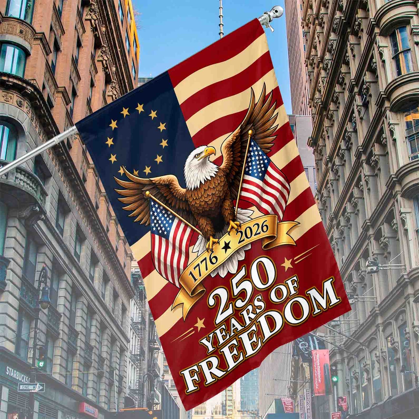 Personalized 250 Years Of Freedom House Flag, Custom Family Name Patriotic Eagle 1776-2026 Flag 685233