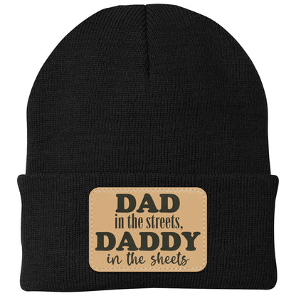 Dad In The Streets, Daddy In The Sheets, Funny Rectangle Leather Patch Hat C824