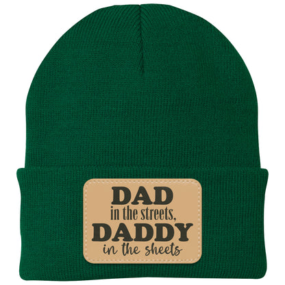 Dad In The Streets, Daddy In The Sheets, Funny Rectangle Leather Patch Hat C824