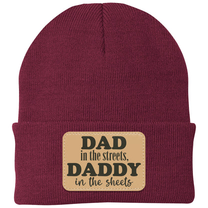 Dad In The Streets, Daddy In The Sheets, Funny Rectangle Leather Patch Hat C824