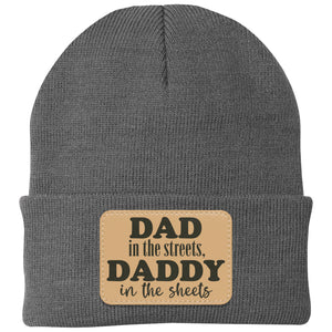 Dad In The Streets, Daddy In The Sheets, Funny Rectangle Leather Patch Hat C824