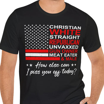 Christian White Straight Republican Shirt | Donald Trump Homage Shirt | Donald Trump Fan Front Shirt T939 - GOP