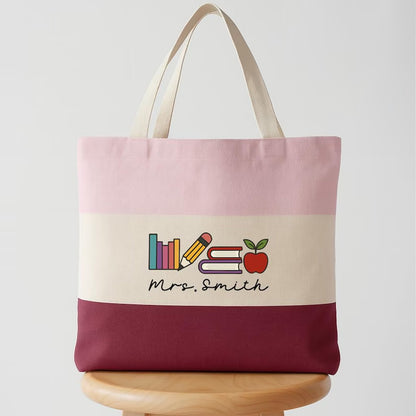 Personalized Name Tote Bag, Custom Teacher Tote Bag, Teacher Appreciation Gift, Back to School Gift 684919