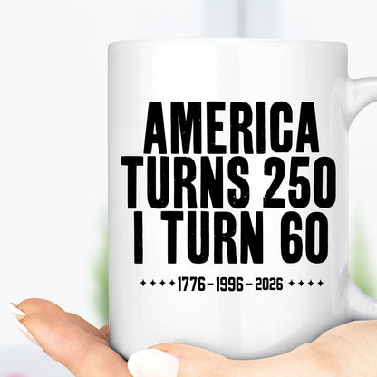 Vintage 250 Years Mug, Personalized Age Birthday Mug, America Turns 250 White Mug Accent Mug 685151