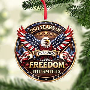 Personalized USA 250th Anniversary Acrylic Ornament, Custom Family Name Patriotic Eagle Christmas Ornament 685875