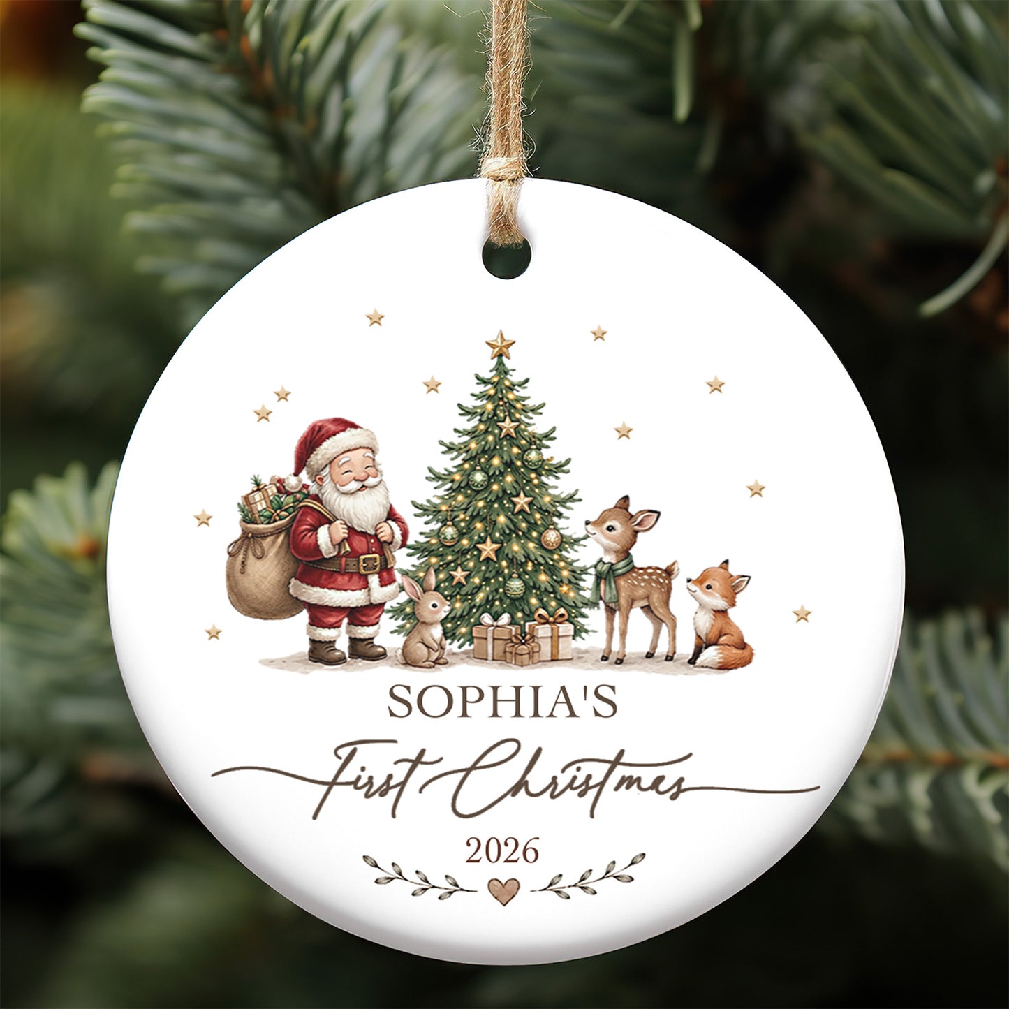 Personalized Baby's First Christmas Ceramic Ornament, Custom Baby Name Ornament, Newborn Christmas Gift 685974