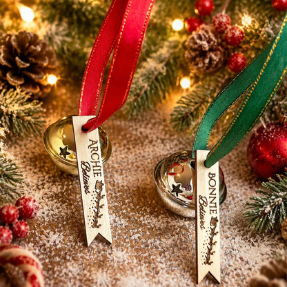 Personalized Believe Bell, Custom Name Christmas Jingle Bell Ornament, Wooden Tag Christmas Keepsake 686754 WFD