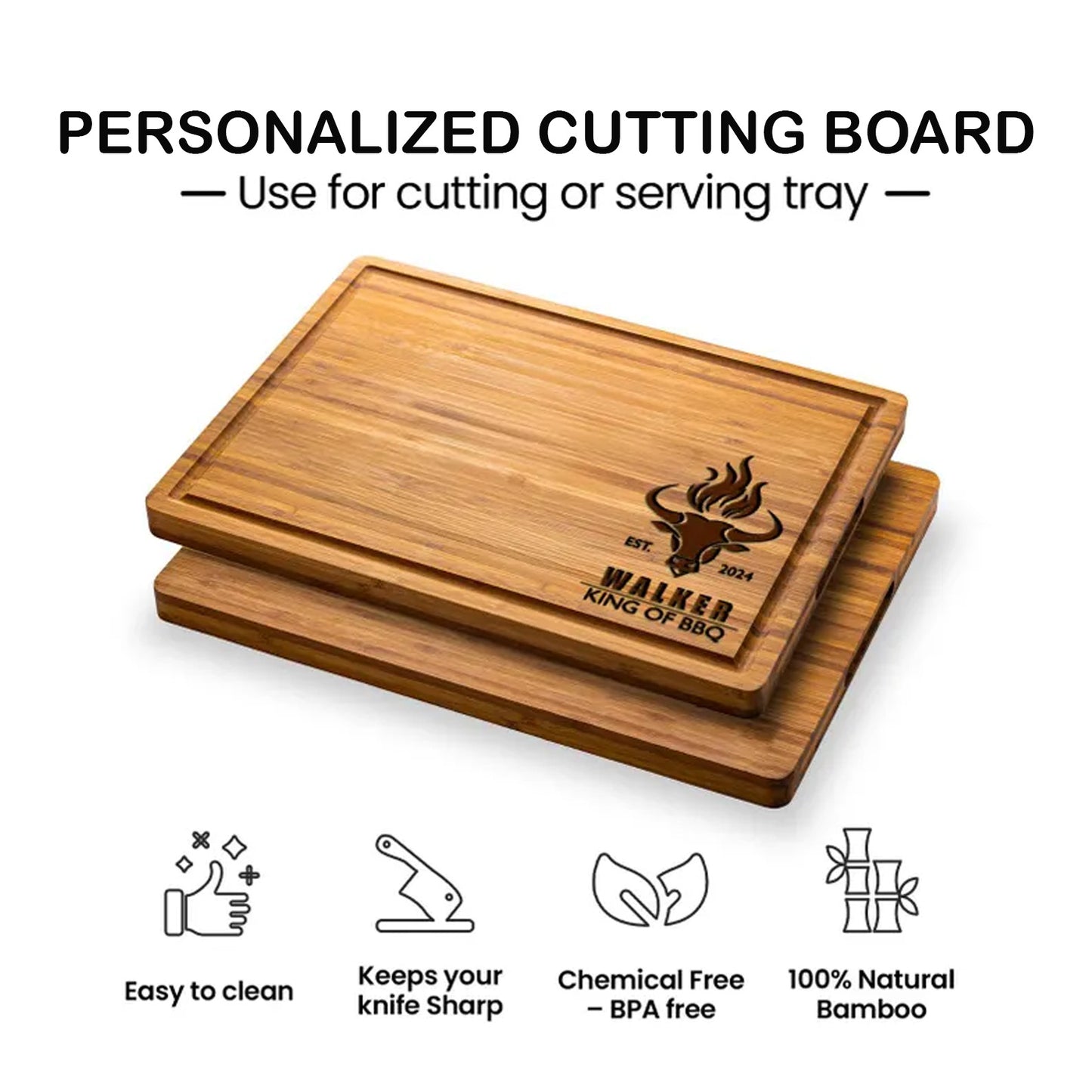 Personalized BBQ Cutting Board, Custom Grilling Board Gift for Dad Grandpa, Father’s Day Gift for Men 685003