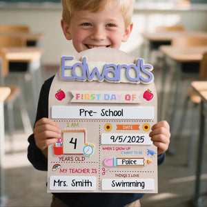 Personalized First Last Day of School Wooden School Board, Custom Preschool Kindergarten Sign 685370