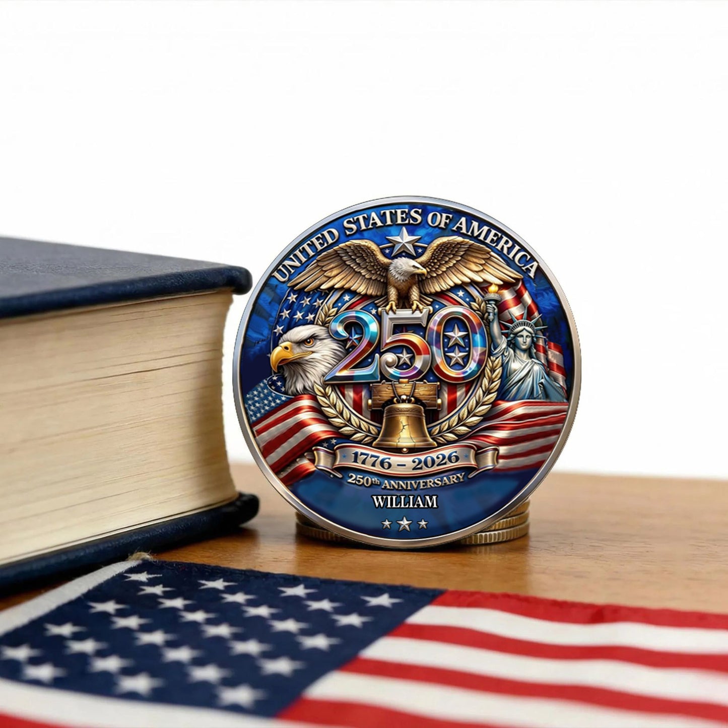 Personalized 250 Years Anniversary Coin | Patriotic Custom Name Eagle Liberty Commemorative Coin 684638