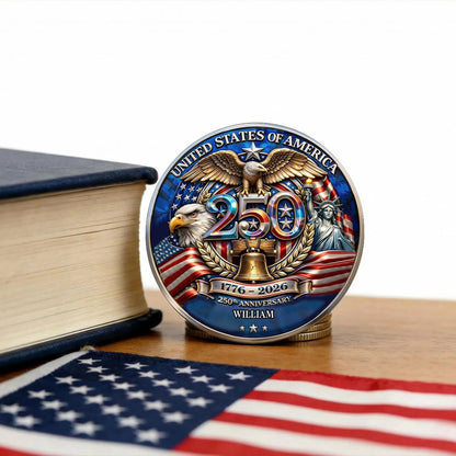 Personalized 250 Years Anniversary Coin | Patriotic Custom Name Eagle Liberty Commemorative Coin 684638