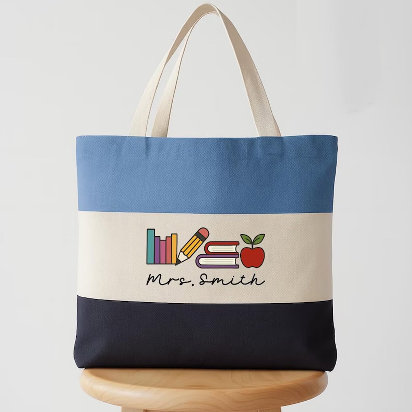 Personalized Name Tote Bag, Custom Teacher Tote Bag, Teacher Appreciation Gift, Back to School Gift 684919