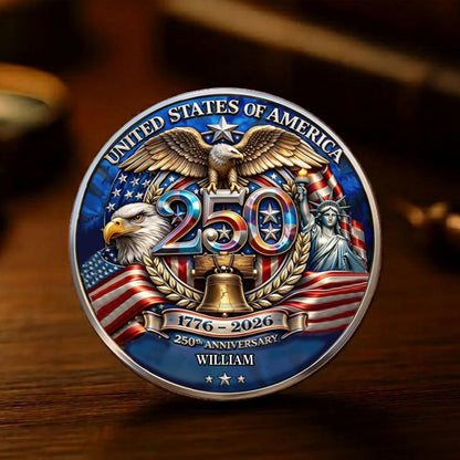 Personalized 250 Years Anniversary Coin | Patriotic Custom Name Eagle Liberty Commemorative Coin 684638