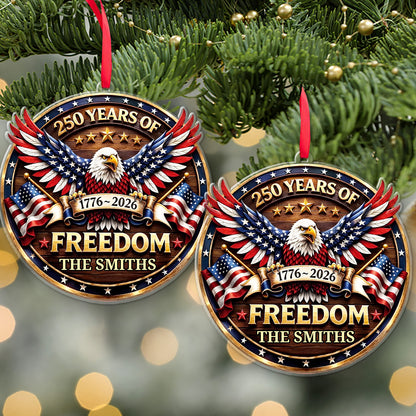 Personalized USA 250th Anniversary Acrylic Ornament, Custom Family Name Patriotic Eagle Christmas Ornament 685875