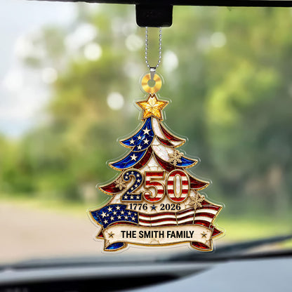 Personalized 250 Years Anniversary Car Ornament, Custom Family Name Patriotic USA Car Decor 685755