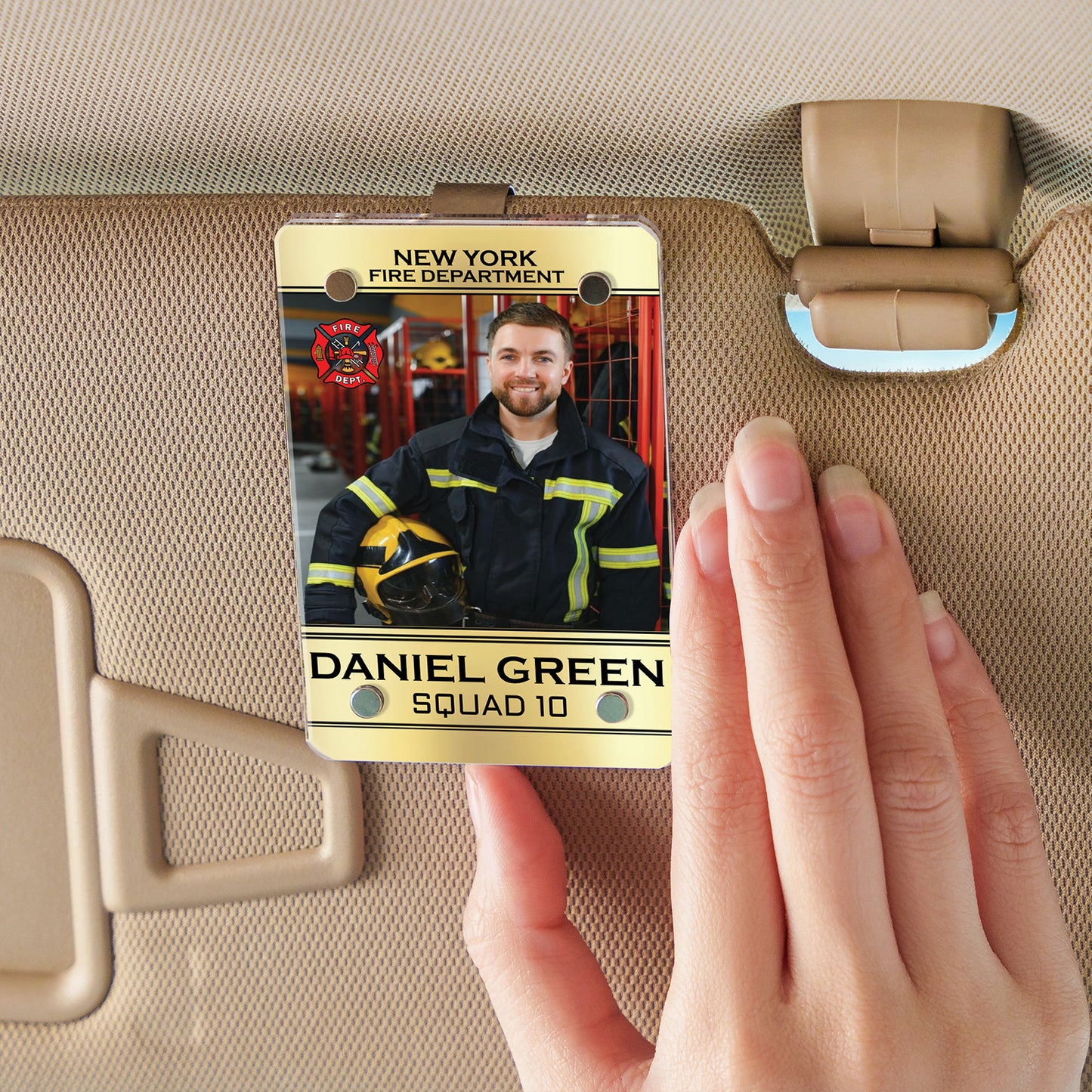 Personalized Firefighter Car Visor Clip, Custom Visor Decoration for Car, Retirement Firefighter Gift 683273