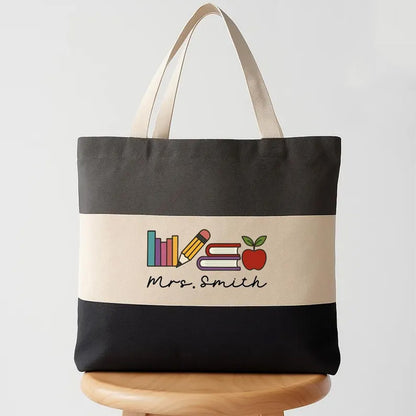 Personalized Name Tote Bag, Custom Teacher Tote Bag, Teacher Appreciation Gift, Back to School Gift 684919