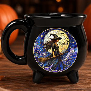 Personalized Moonlit Witch Halloween Cauldron Mug, Custom Name Witch Coffee Mug, Spooky Halloween Gift 685828 WFD