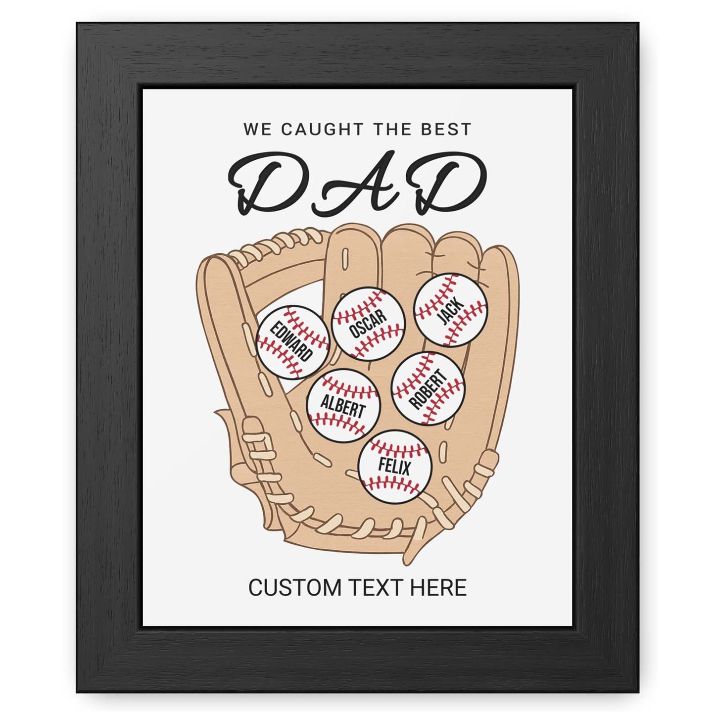 We Caught The Best Dad | Personalized Custom Baseball Dad Picture Frame With Kid's Name | Gift For Dad, Baseball Lover | Father's Day Gift 682234