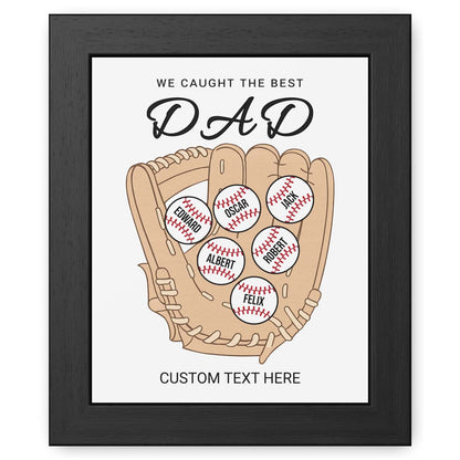 We Caught The Best Dad | Personalized Custom Baseball Dad Picture Frame With Kid's Name | Gift For Dad, Baseball Lover | Father's Day Gift 682234