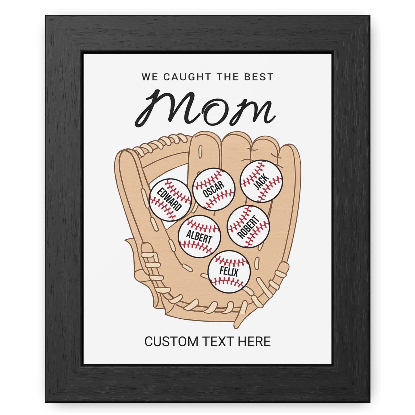 We Caught The Best Mom | Personalized Custom Baseball Mom Picture Frame With Kid's Name | Gift For Mom, Baseball Lover | Mother's Day Gift 682249