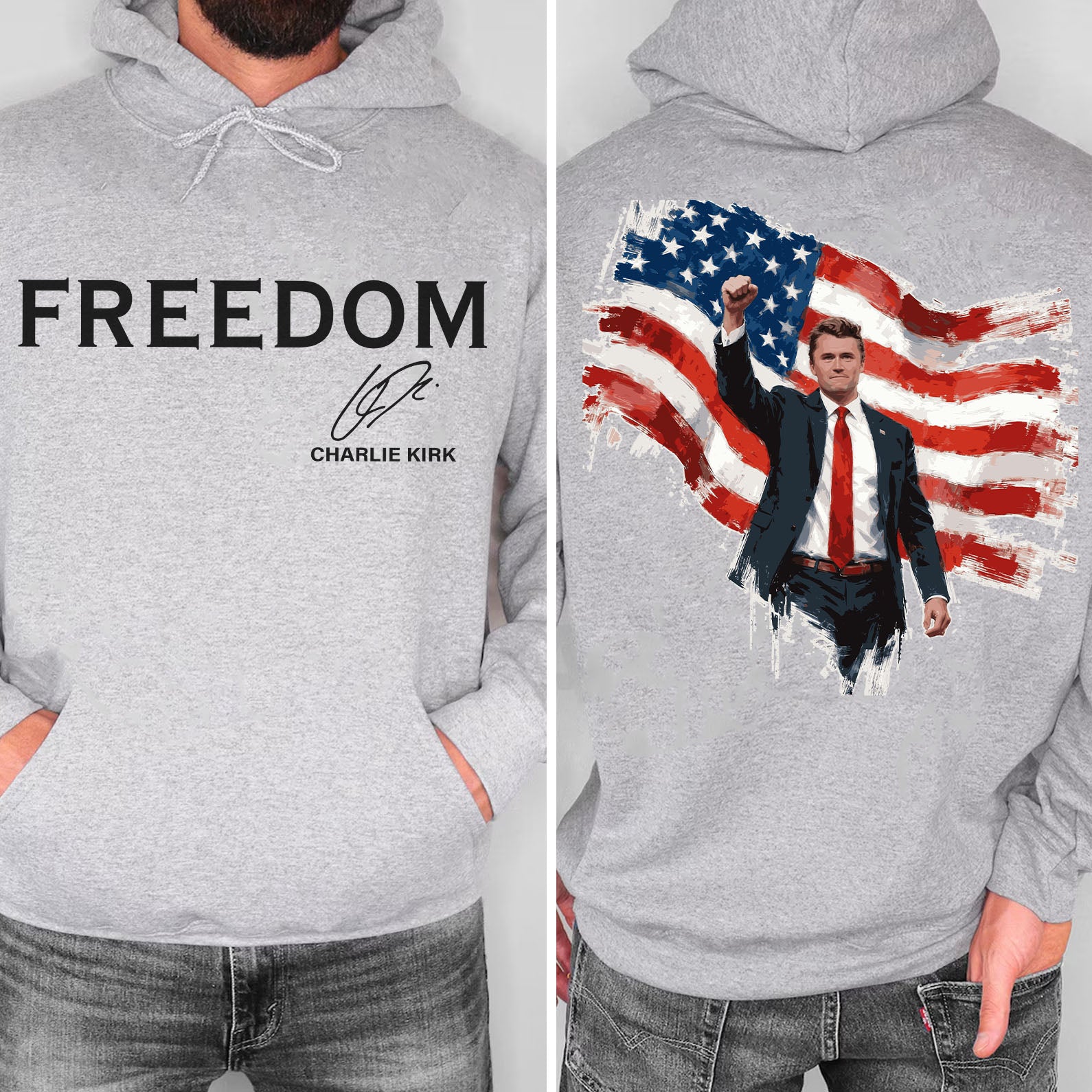 Freedom Charlie Kirk Shirt | Rest In Peace Charlie Kirk Hoodie | Justice Charlie Kirk Memorial Front & Back Shirt 683012