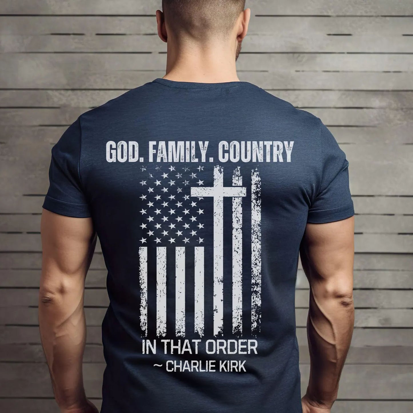 God Family Country Charlie Kirk Shirt | Justice Charlie Kirk Memorial Backside Shirt 683003