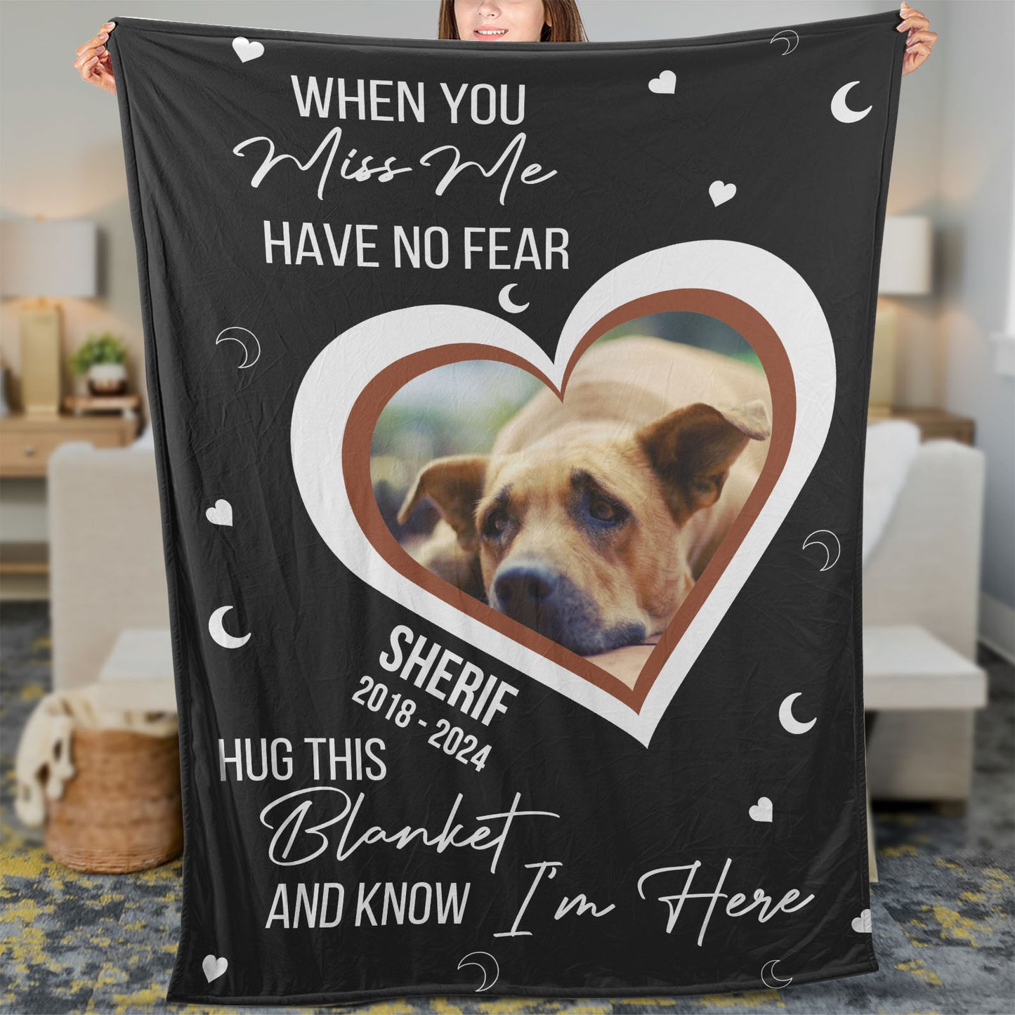 When You Miss Me Have No Fear, Personalized Memorial Blanket, Memorial Custom Photo Blanket, Remembrance Gift- 681969