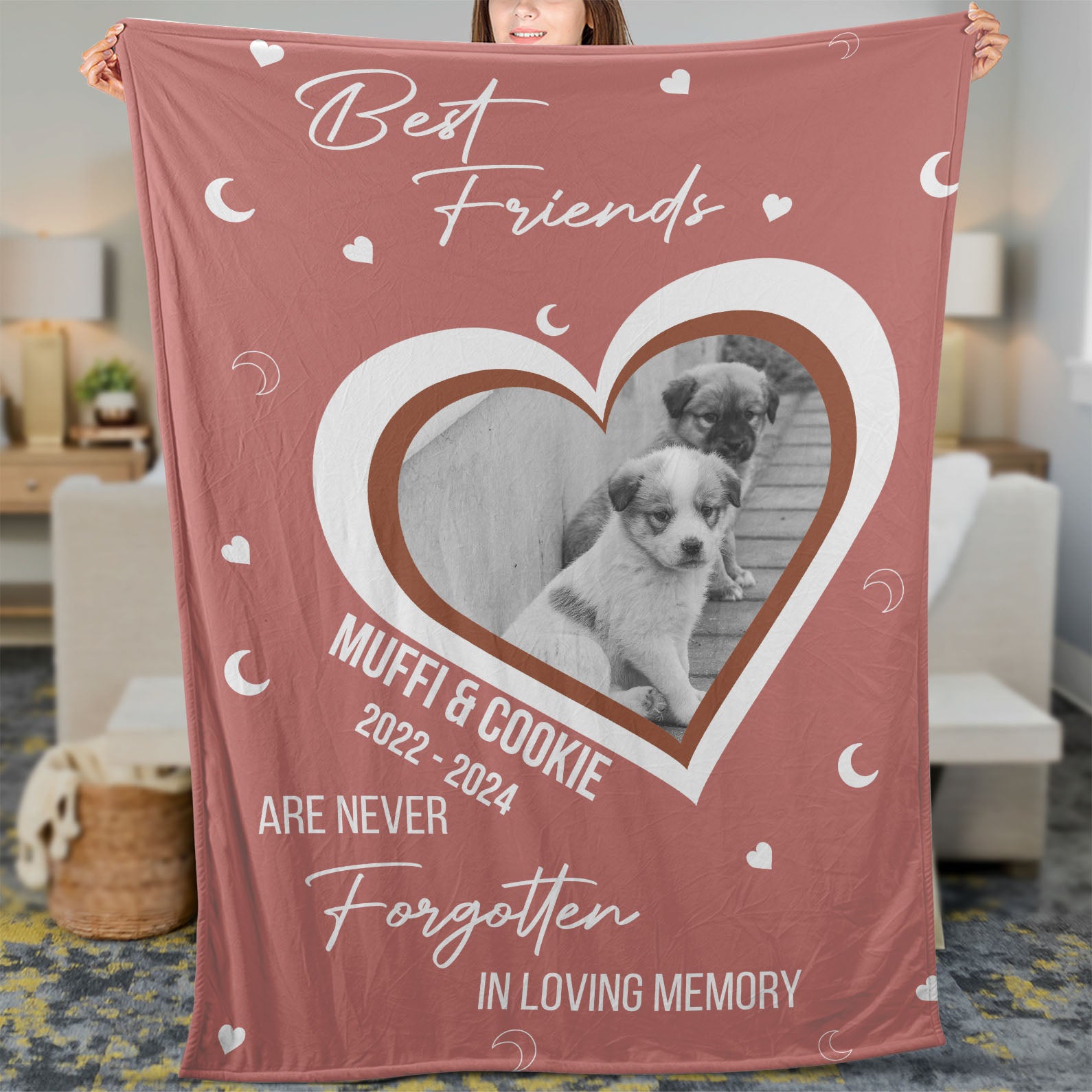 Best Friends Are Never Forgotten in Loving Memory, Personalized Memorial Blanket, Memorial Custom Photo Blanket, Remembrance Gift- 681975